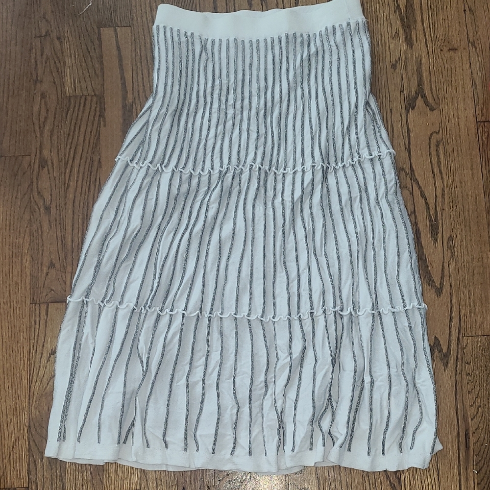 YAL Blue Midi Pleated A-Line Skirt for Casual Wear